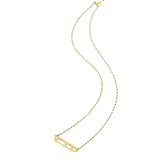 🆕 Gorgeous 18k Diamond Slider Oval Bar Necklace NWT - Picture 5 of 16